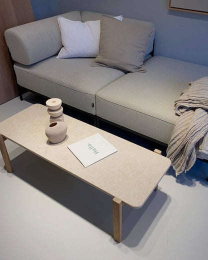 Couchtisch aus Naturstein und Eiche lang - Wood.You.Love