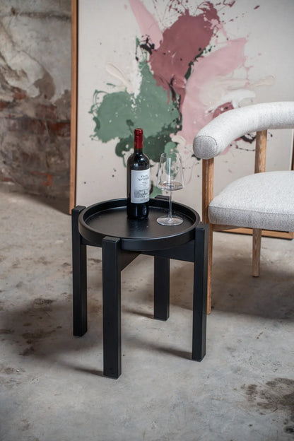 Beistelltisch & Hocker in schwarz